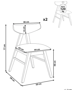 Set di 2 sedie da pranzo LACOTA Legno Marrone chiaro/Grigio