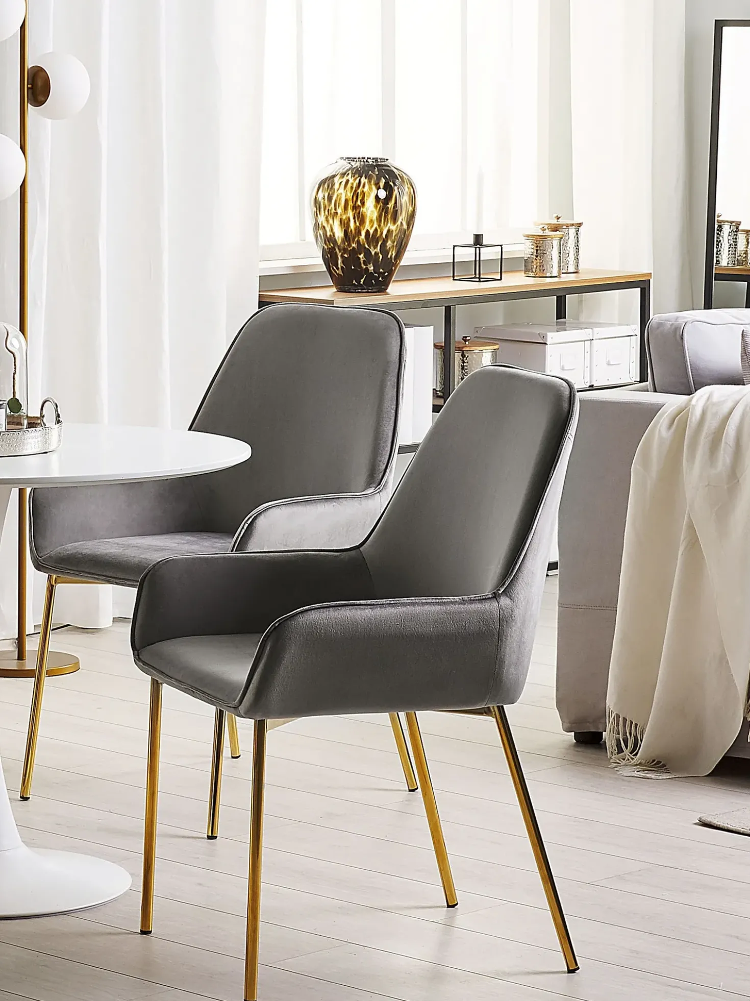 Set di 2 sedie da pranzo LOVERNA Velluto Grigio