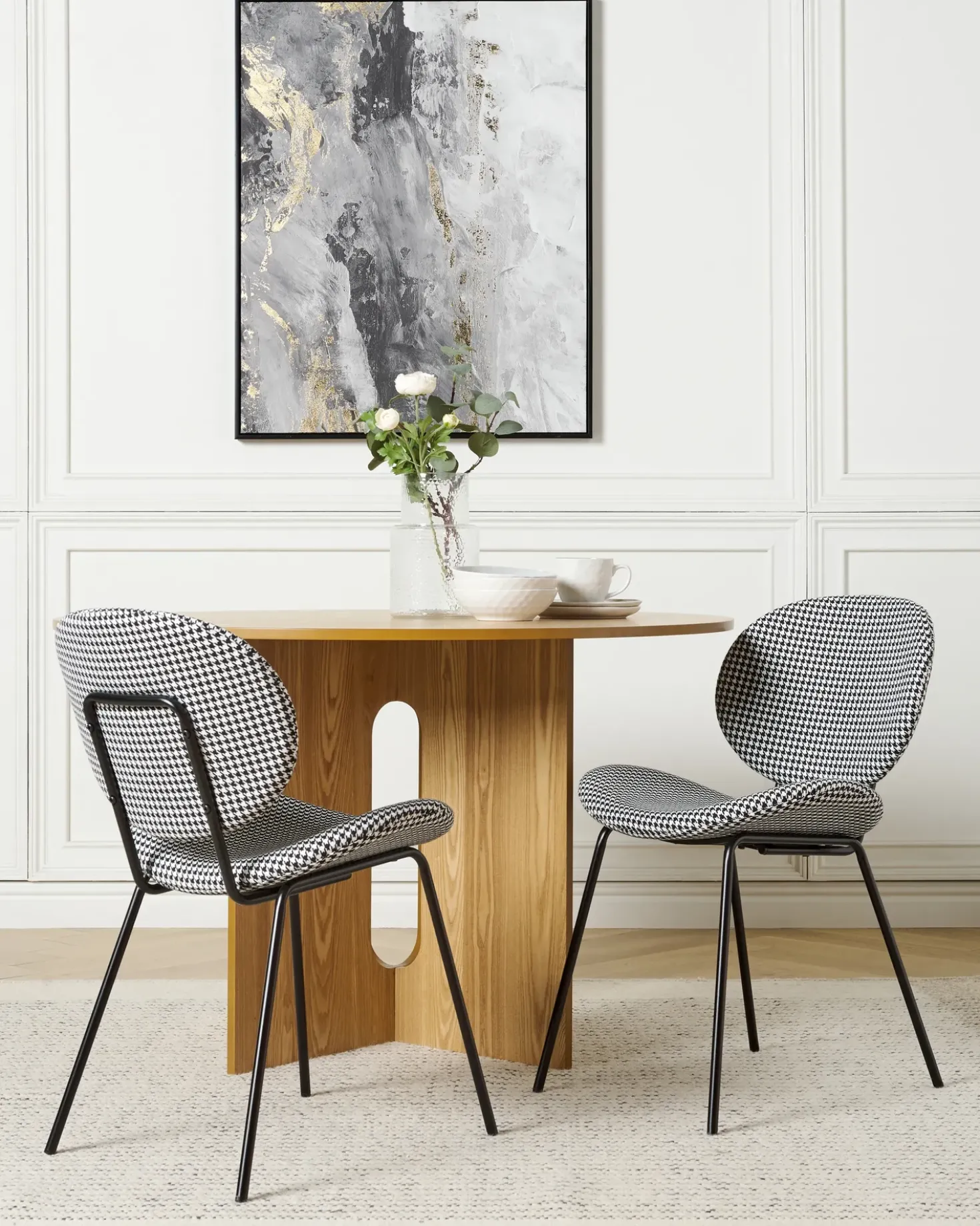 Set di 2 sedie da pranzo LUANA Tessuto Nero/Bianco