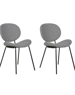 Set di 2 sedie da pranzo LUANA Tessuto Nero/Bianco