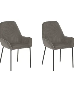 Set di 2 sedie da pranzo LOVERNA Velluto a coste Grigio