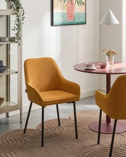Set di 2 sedie da pranzo LOVERNA Velluto a coste Senape