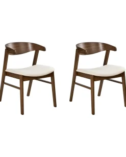 Set di 2 sedie da pranzo LILLY Tessuto Marrone/Bianco Sporco