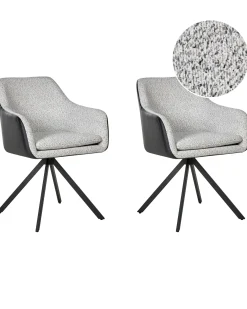 Set di 2 sedie da pranzo LITHIA Tessuto Nero/Bianco