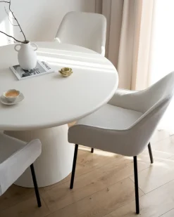 Set di 2 sedie da pranzo LOVERNA Velluto a coste Bianco sporco