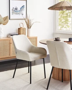 Set di 2 sedie da pranzo LOVERNA Velluto a coste Bianco sporco
