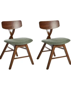 Set di 2 sedie da pranzo LELAND Legno Marrone scuro/Verde
