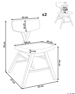 Set di 2 sedie da pranzo LELAND Legno Marrone scuro/Verde