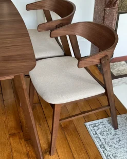 Set di 2 sedie da pranzo LILLY Tessuto Marrone/Beige