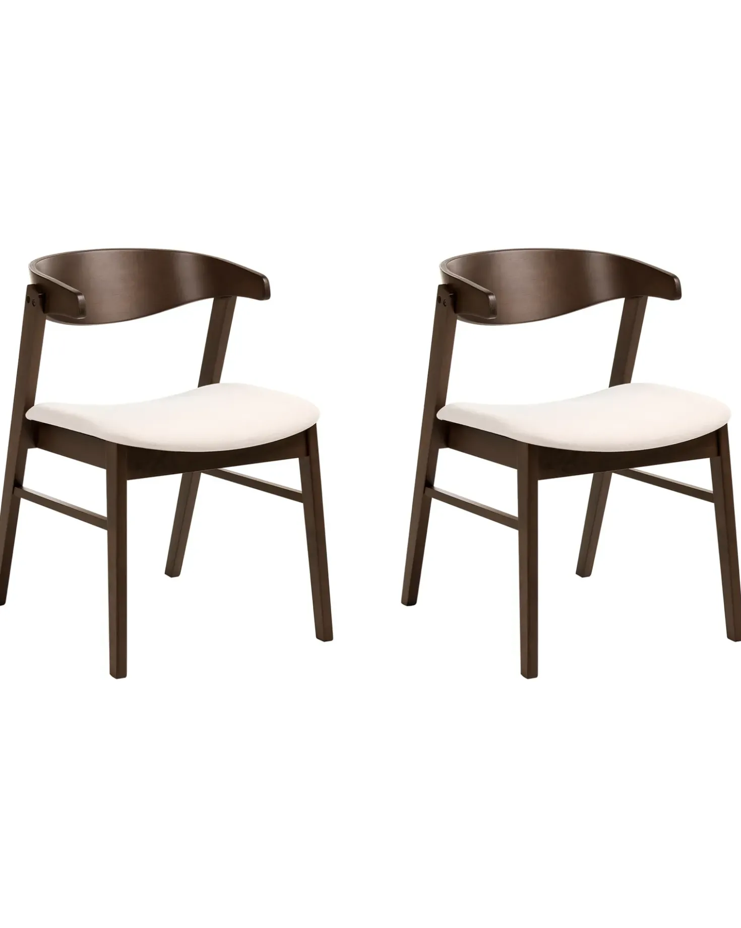 Set di 2 sedie da pranzo LILLY Tessuto Marrone scuro/Bianco sporco