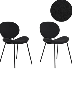 Set di 2 sedie da pranzo LUANA Bouclé Nero