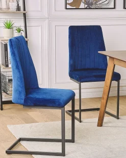 Set di 2 sedie da pranzo LAVONIA Velluto Blu marino
