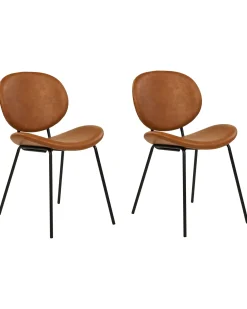 Set di 2 sedie da pranzo LUANA Pelle sintetica Marrone dorato