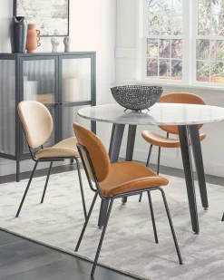 Set di 2 sedie da pranzo LUANA Pelle sintetica Marrone dorato