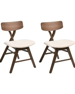 Set di 2 sedie da pranzo LELAND Legno Marrone/Bianco Sporco