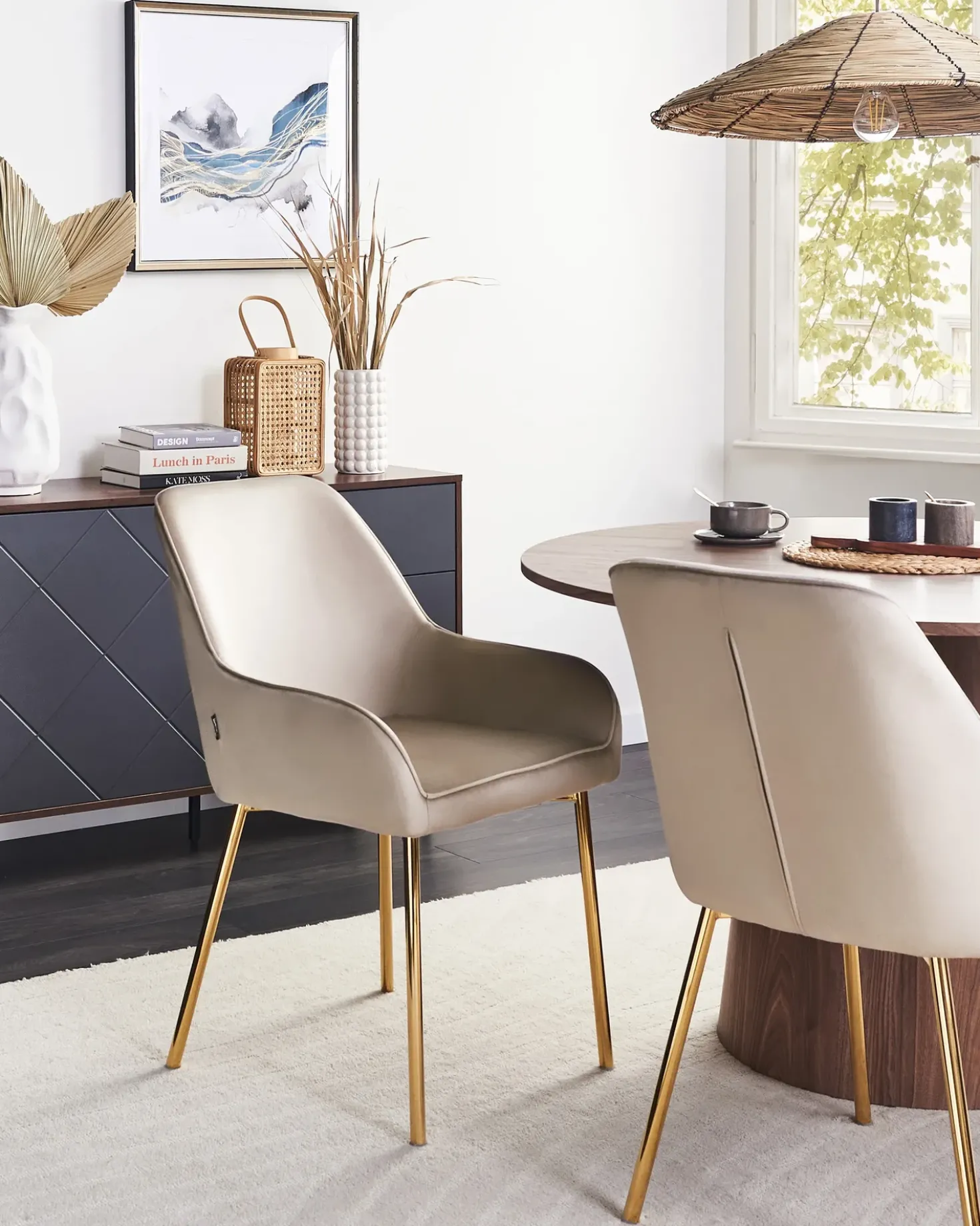 Set di 2 sedie da pranzo LOVERNA Velluto Beige