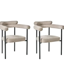 Set di 2 sedie da pranzo LYNEY Tessuto Beige