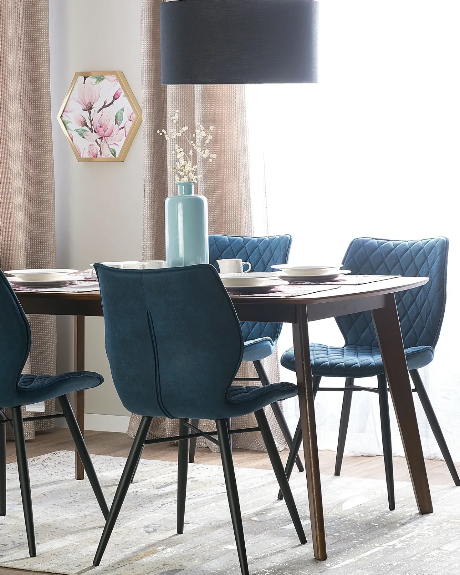 Set di 2 sedie da pranzo LISLE Tessuto Blu oltremare