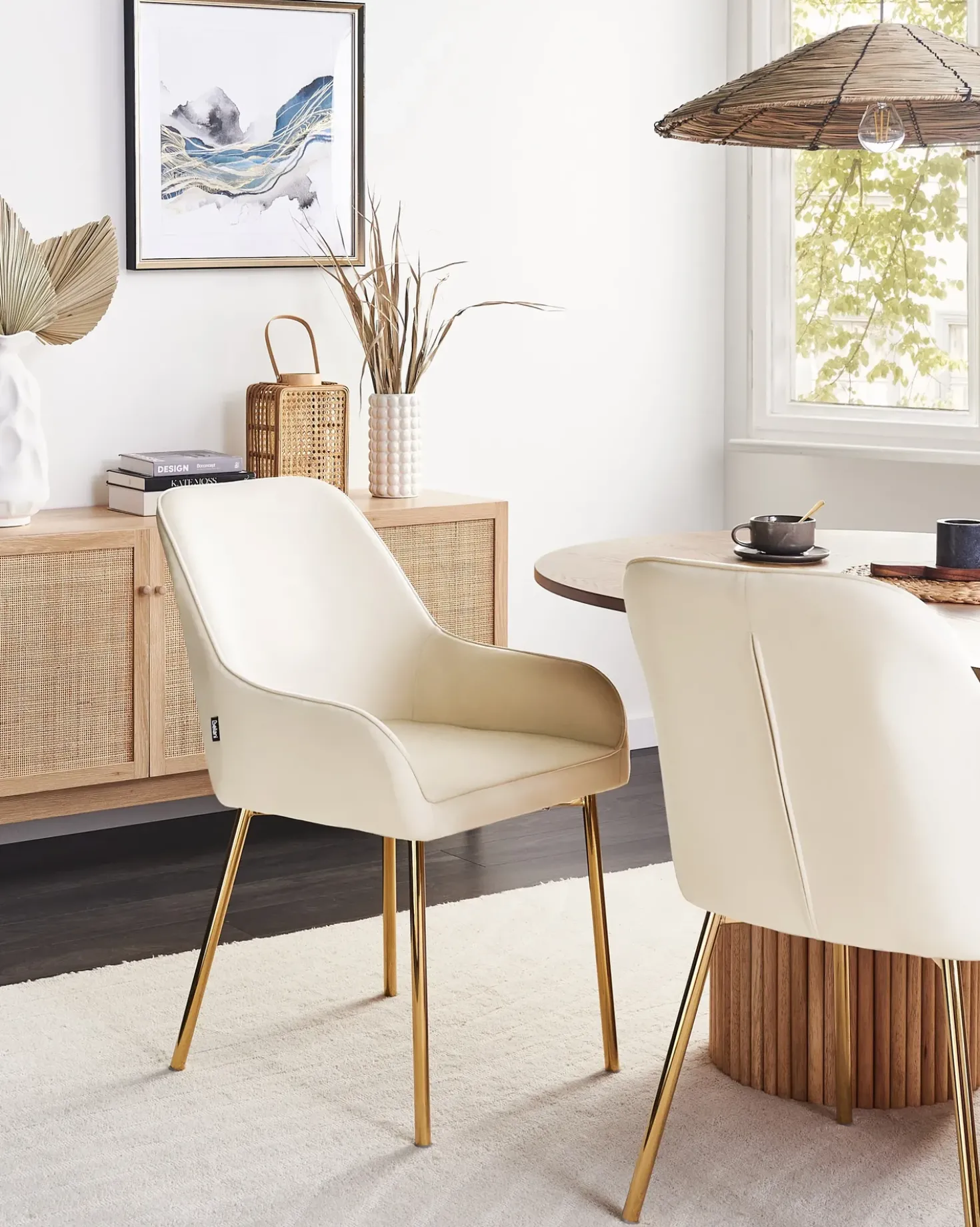 Set di 2 sedie da pranzo LOVERNA Velluto Bianco sporco