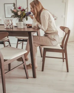 Set di 2 sedie da pranzo LYNN Legno Marrone scuro/Bianco