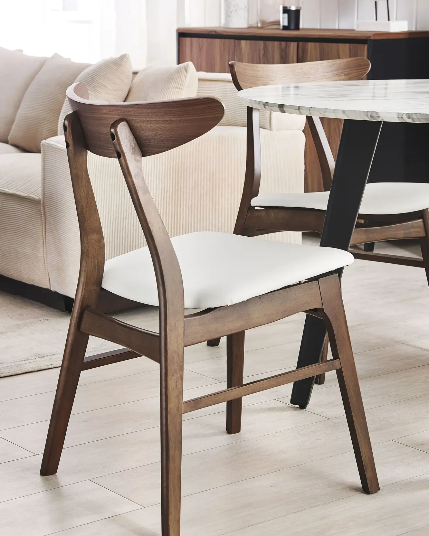 Set di 2 sedie da pranzo LYNN Legno Marrone scuro/Bianco