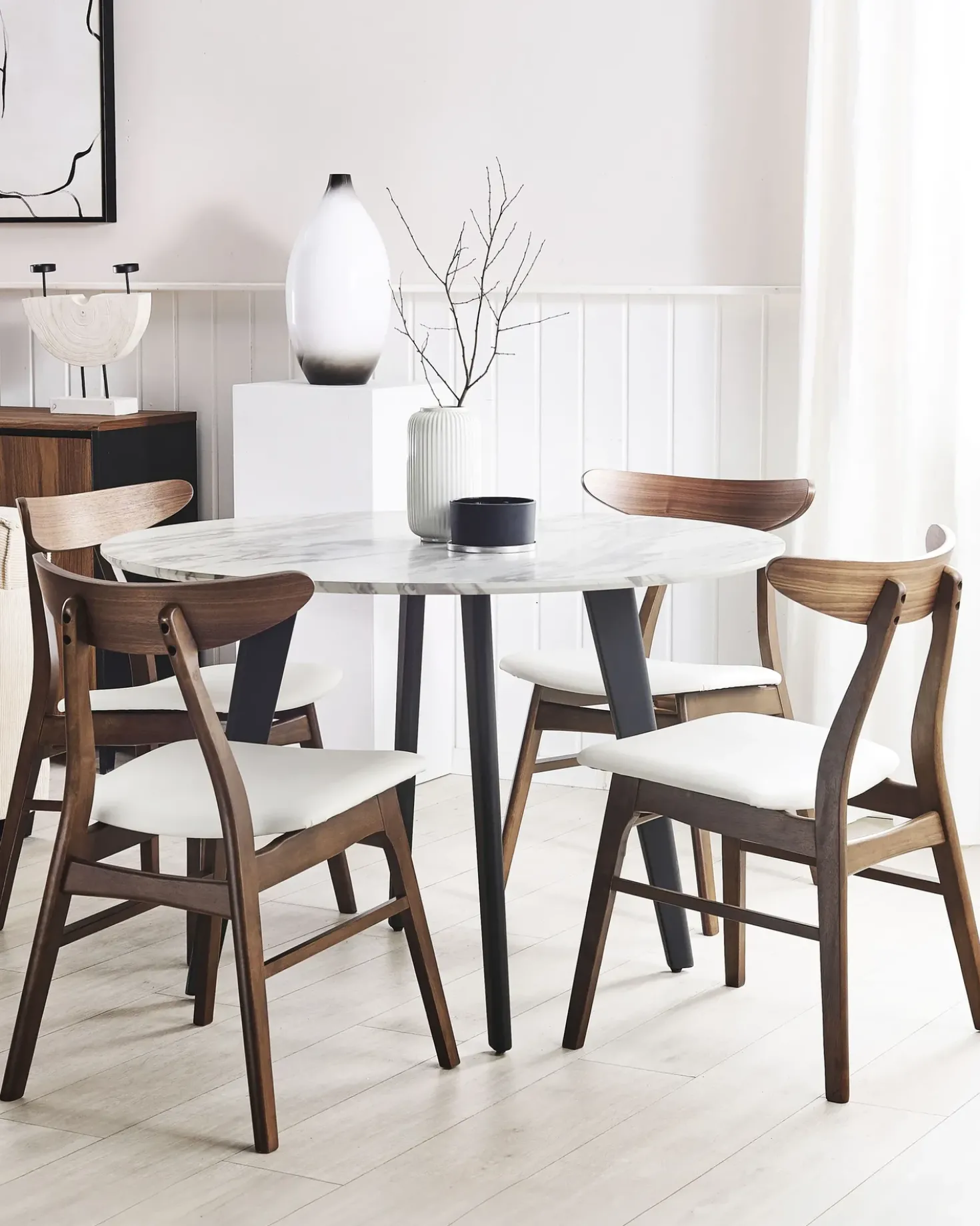 Set di 2 sedie da pranzo LYNN Legno Marrone scuro/Bianco