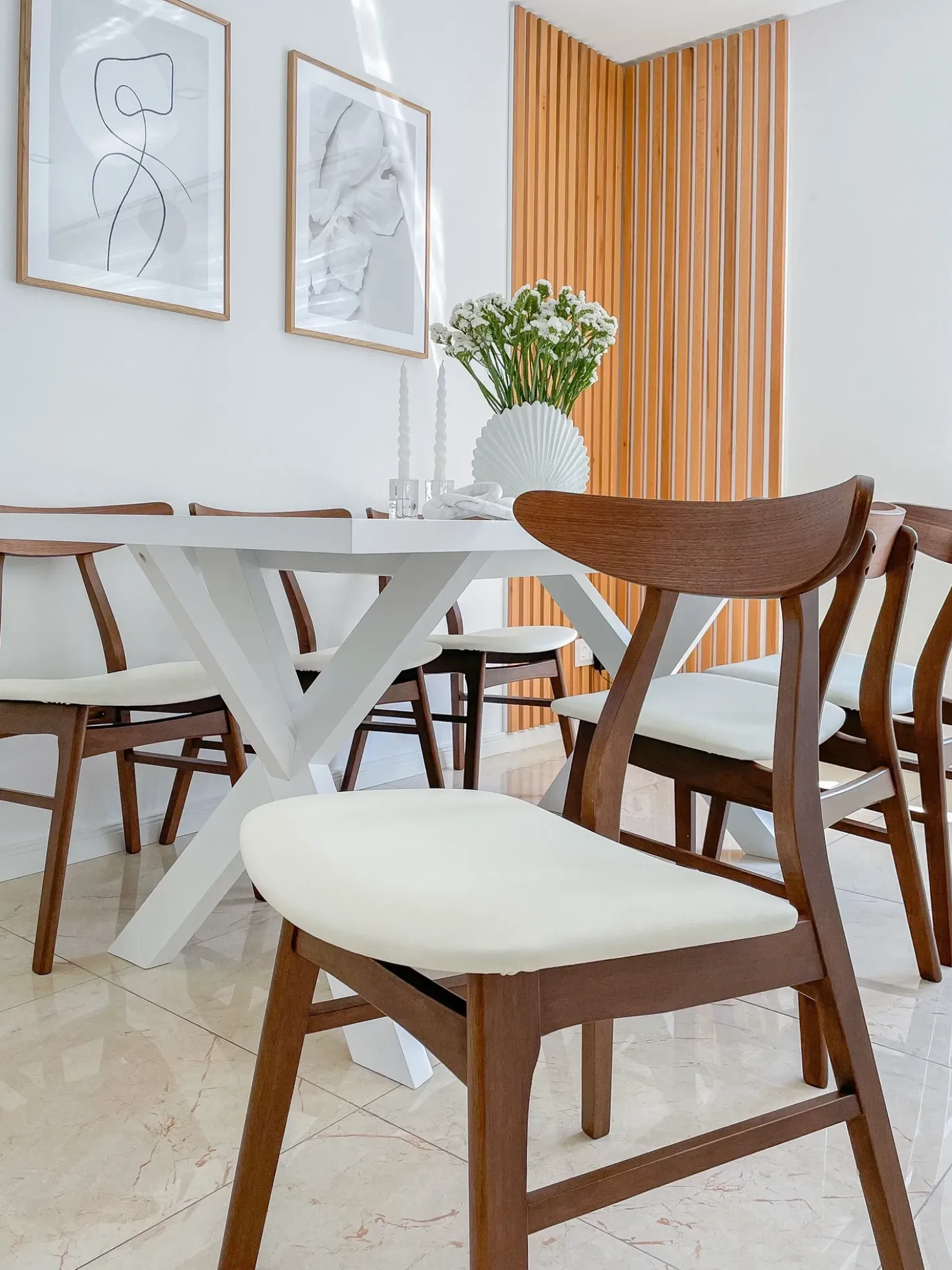 Set di 2 sedie da pranzo LYNN Legno Marrone scuro/Bianco
