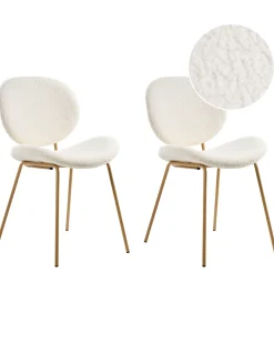 Set di 2 sedie da pranzo LUANA Bouclé Bianco
