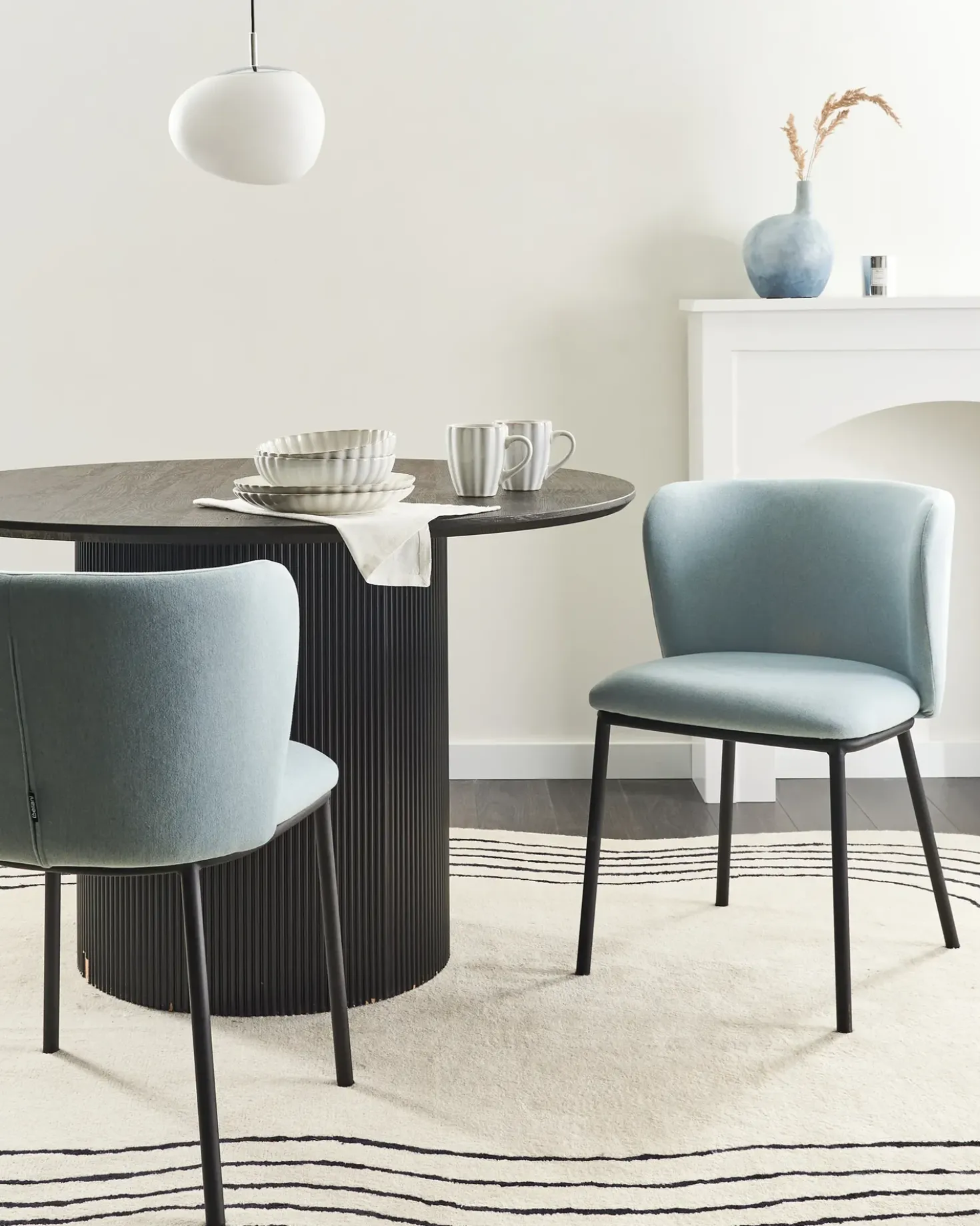 Set di 2 sedie da pranzo MINA Tessuto Azzurro