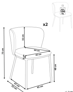 Set di 2 sedie da pranzo MINA Tessuto Azzurro