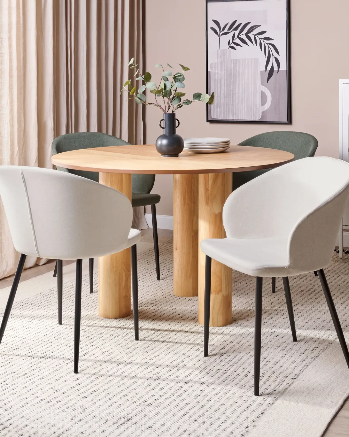 Set di 2 sedie da pranzo MASON Tessuto Beige chiaro
