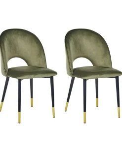 Set di 2 sedie da pranzo MAGALIA Velluto Verde oliva