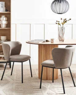 Set di 2 sedie da pranzo MINA Tessuto Tortora