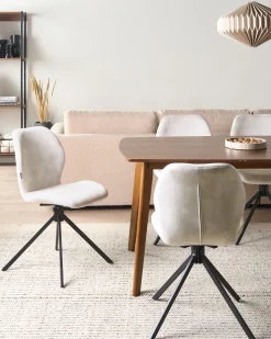 Set di 4 sedie da pranzo MORRISON Velluto Beige chiaro