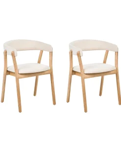 Set di 2 sedie da pranzo MYLO Tessuto Marrone chiaro/Bianco sporco