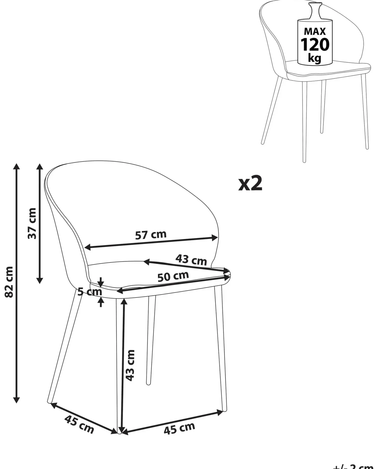 Set di 2 sedie da pranzo MASON Bouclé Bianco sporco