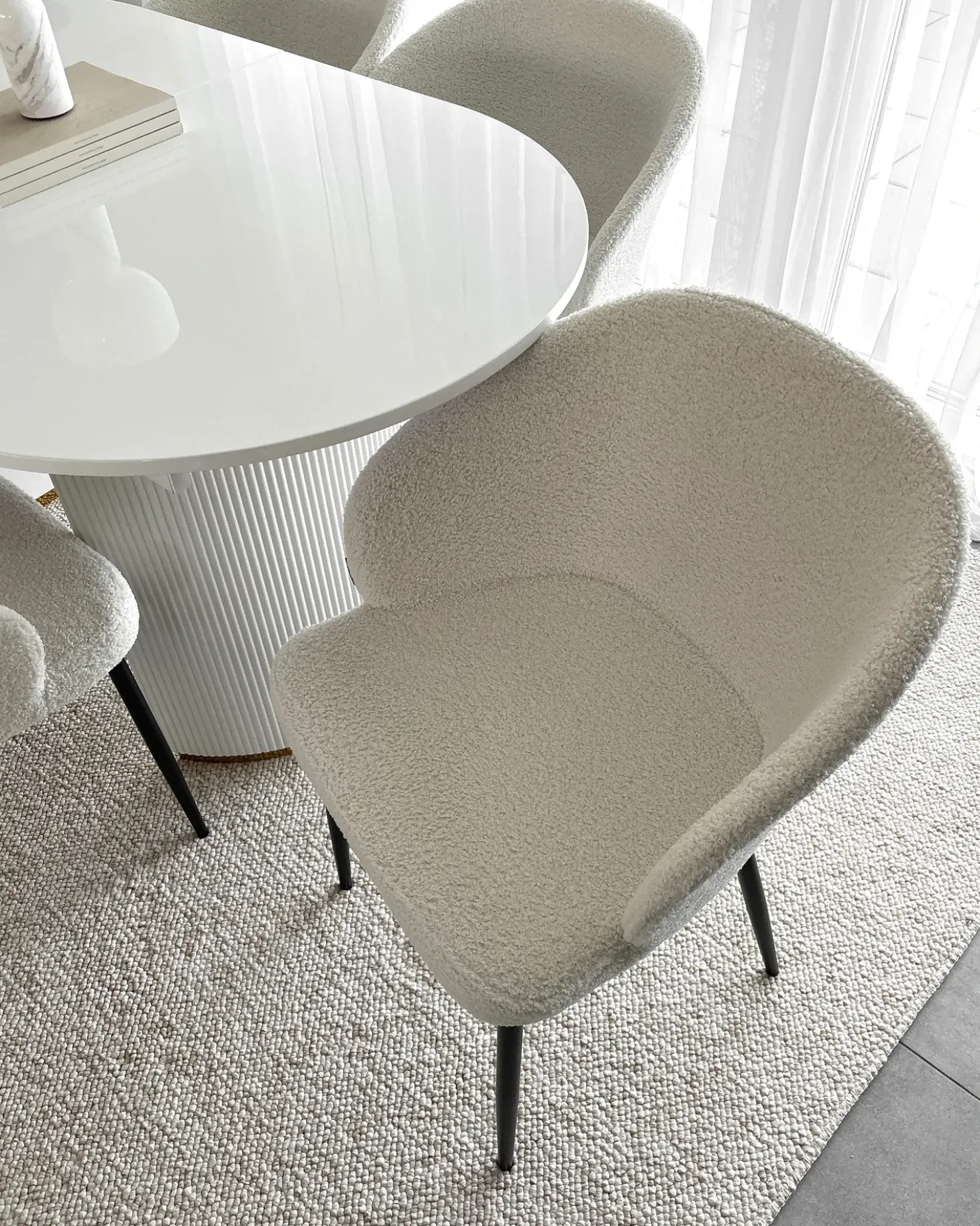 Set di 2 sedie da pranzo MASON Bouclé Bianco sporco