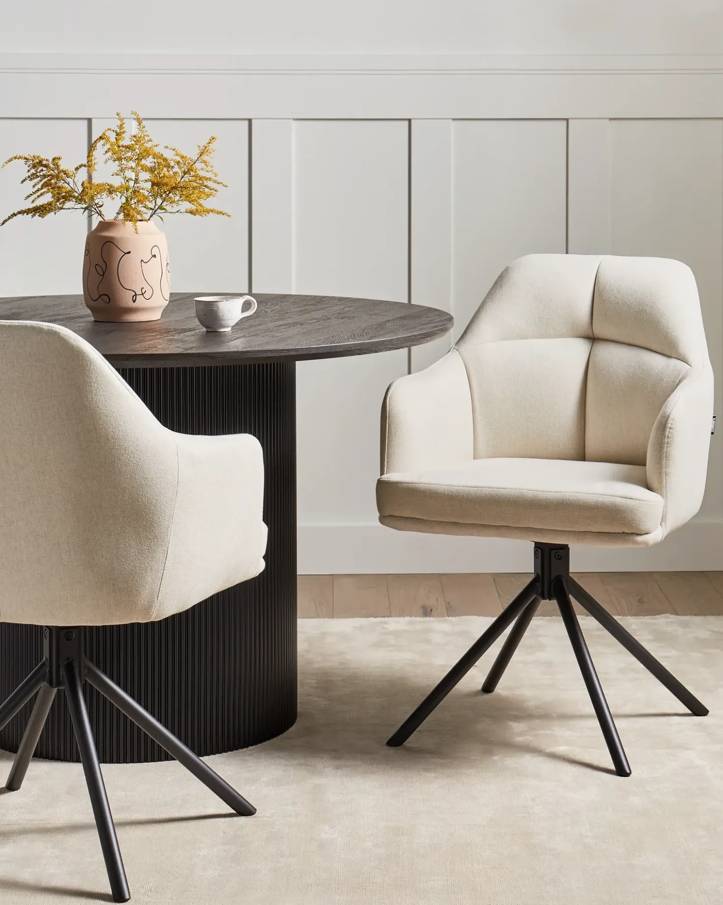 Set di 2 sedie da pranzo MIRA Tessuto Beige