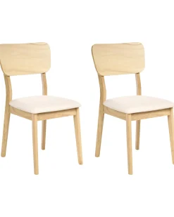 Set di 2 sedie da pranzo MINIER Legno Marrone chiaro/Beige