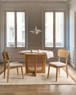 Set di 2 sedie da pranzo MINIER Legno Marrone chiaro/Beige