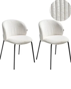 Set di 2 sedie da pranzo MILES Velluto a coste Bianco sporco