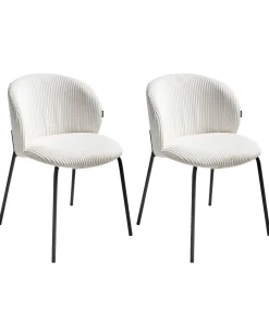 Set di 2 sedie da pranzo MILES Velluto a coste Bianco sporco