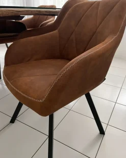 Set di 2 sedie da pranzo MONEE Tessuto Marrone dorato