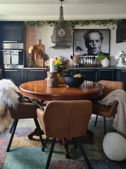 Set di 2 sedie da pranzo MONEE Tessuto Marrone dorato