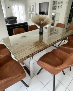 Set di 2 sedie da pranzo MONEE Tessuto Marrone dorato