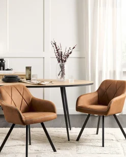 Set di 2 sedie da pranzo MONEE Tessuto Marrone dorato