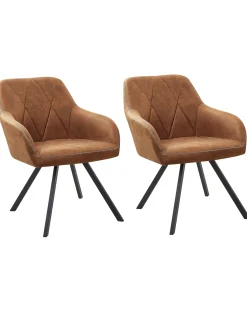 Set di 2 sedie da pranzo MONEE Tessuto Marrone dorato