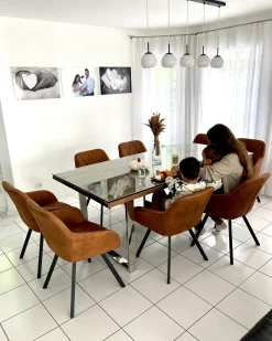 Set di 2 sedie da pranzo MONEE Tessuto Marrone dorato
