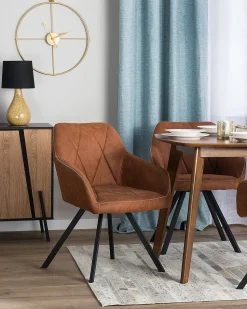 Set di 2 sedie da pranzo MONEE Tessuto Marrone dorato