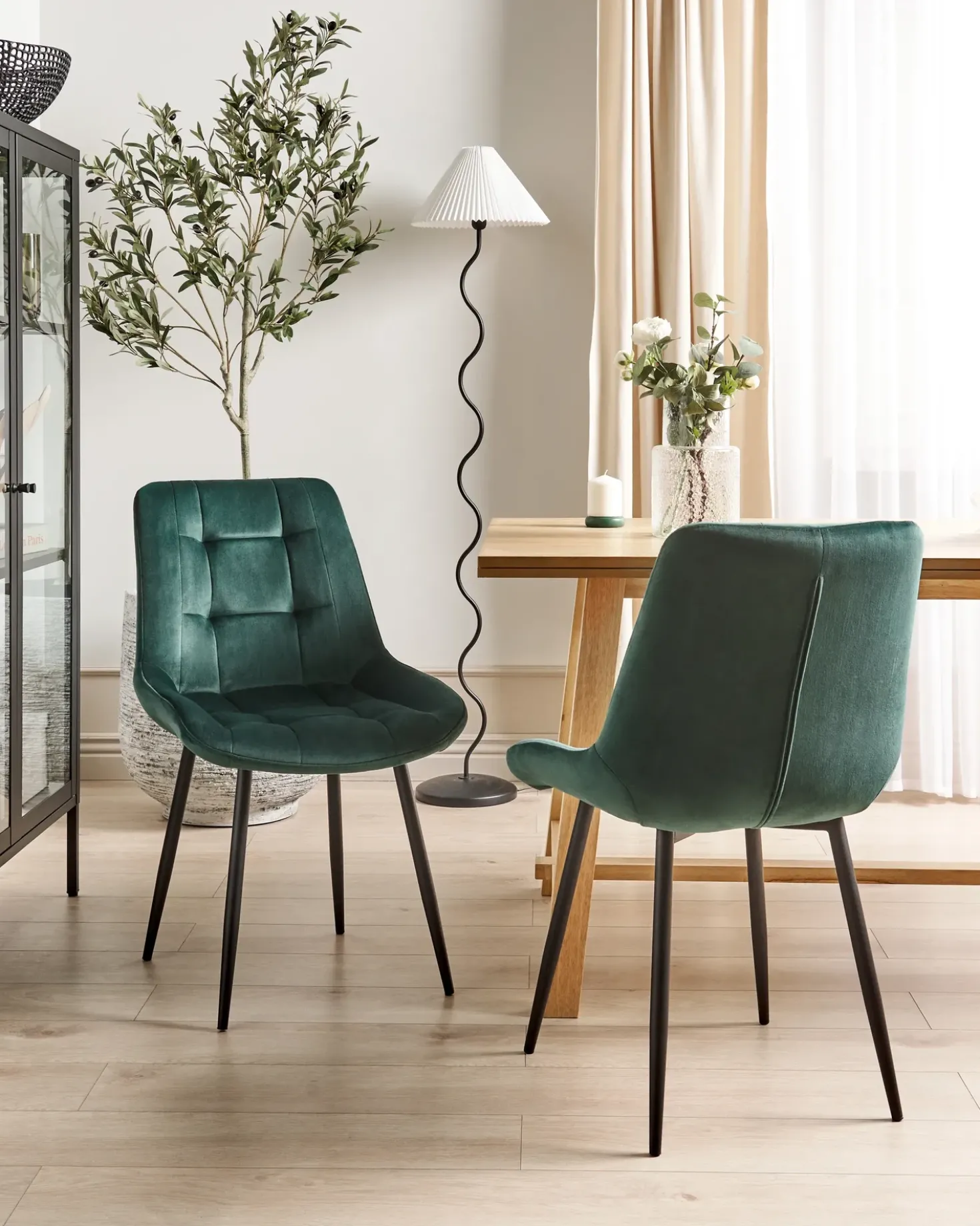 Set di 2 sedie da pranzo MELROSE Velluto Verde scuro